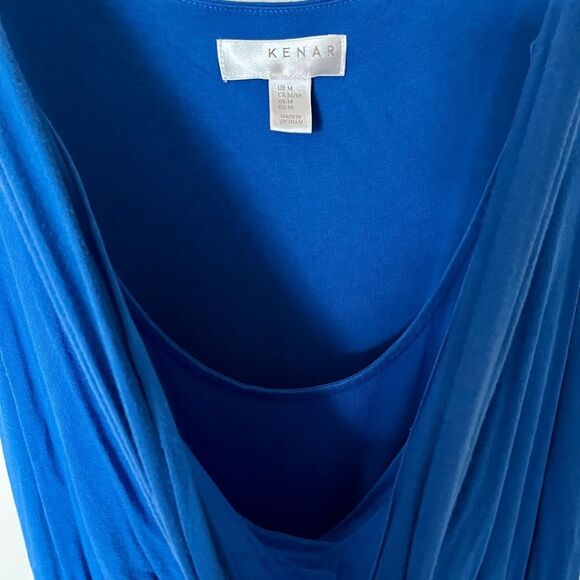 Kenar Cowl Neck Waist Defined Sleeveless Dress Knee Length Cobalt Blue Medium - Picture 6 of 8